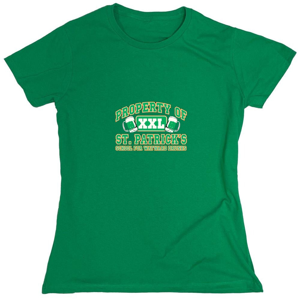 Funny T-Shirts design "Property Of St. Patrick's School For Wayward Drunks - Womens"