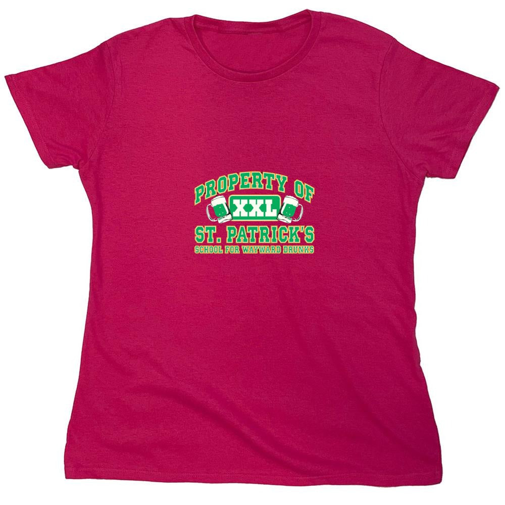 Funny T-Shirts design "Property Of St. Patrick's School For Wayward Drunks - Womens"