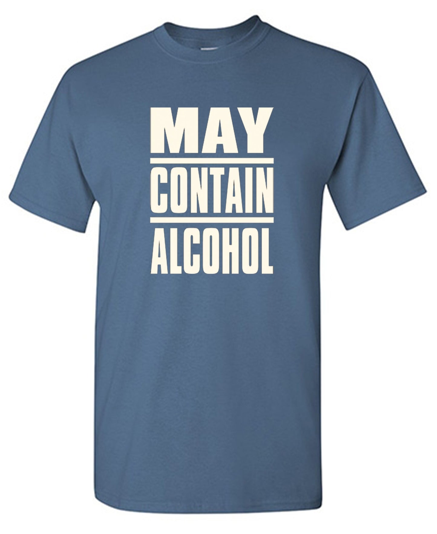 Funny T-Shirts design "May Contain Alcohol - Ring Spun Tee"