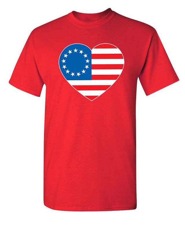 Betsy Ross Heart Shaped American Flag - Patriotic T-Shirt