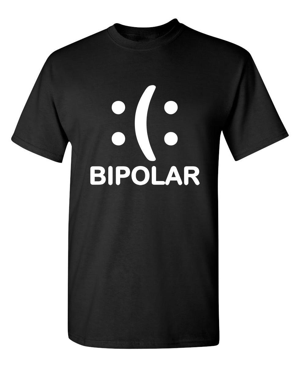 Funny T-Shirts design "Bipolar Emoticon Smile Face Sad Face"