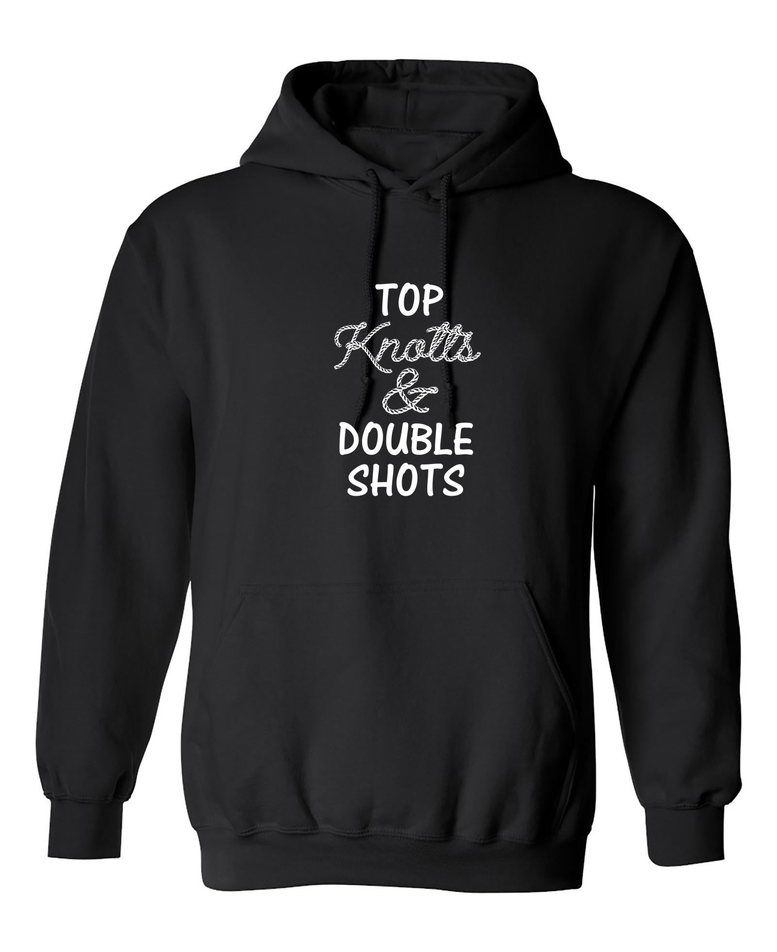 Funny T-Shirts design "Top knotts and double shots"