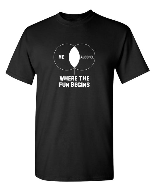 Funny T-Shirts design "Me Alcohol where the fun begin"