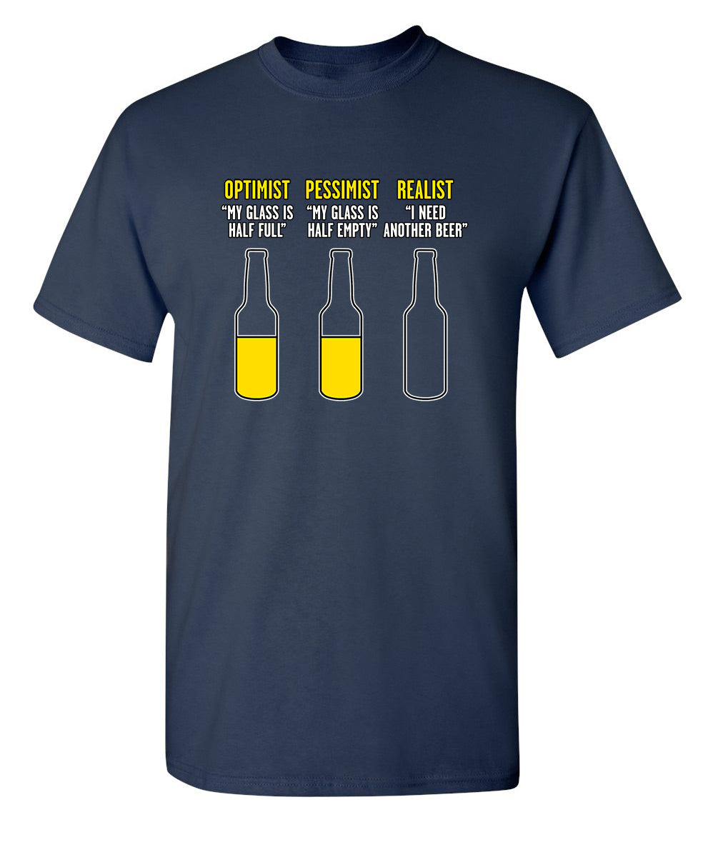 Funny T-Shirts design "Optimist Pessimist Realist"