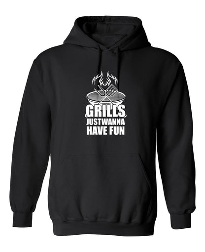 Funny T-Shirts design "GRILLS, Just Wanna Have Fun"