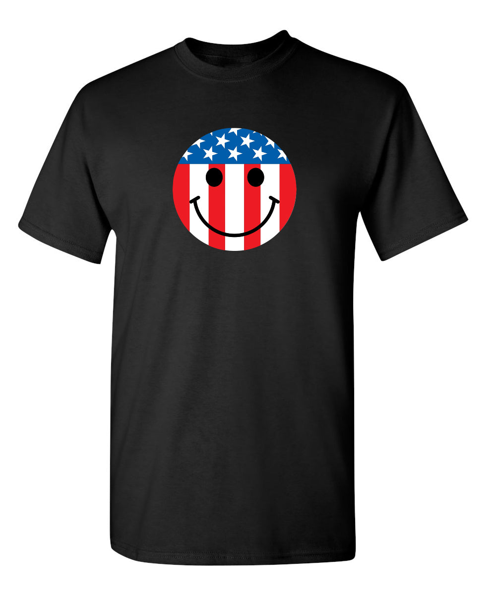 USA Flag Smile Face - Funny T Shirts & Graphic Tees