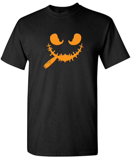 Funny T-Shirts design "Pumpkin Having Cigar T Shirt"