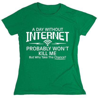 Funny T-Shirts design "A Day Without Internet Probably Won't Kill Me But Why Take The Chance?"