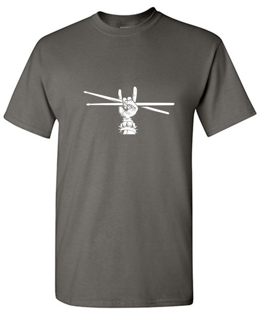Funny T-Shirts design "Drumstick and Devil Horns"