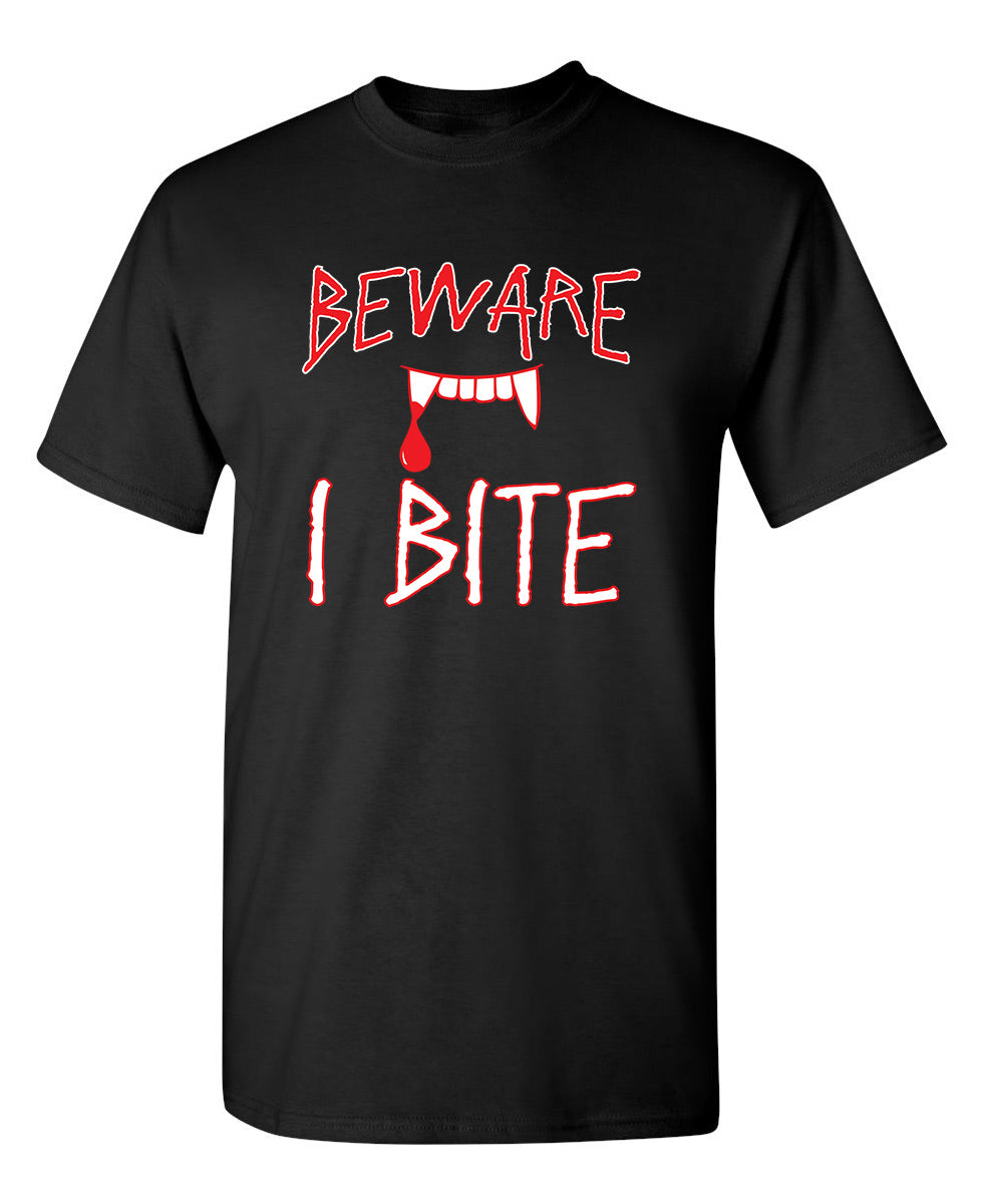 Funny T-Shirts design "Beware I Bite"