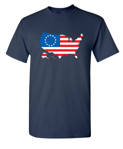 Betsy Ross USA Shaped Flag - Funny T Shirts & Graphic Tees