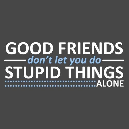 Good Friends Don't Let You Do Stupid Things Alone - Roadkill T Shirts